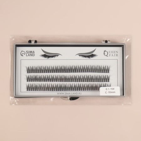 A set of overhead eyelashes "Lastochkin tail", bundles, 10 mm, thickness 0.1 mm, bend C, 12 D-5