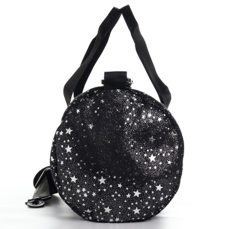 Bag children's sports plush for a girl with sparkles "Stars" black-6