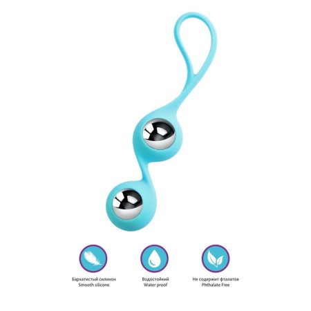 Vaginal balls L’Eroina by Toyfa Futa, silicone, blue color, 11 cm-2
