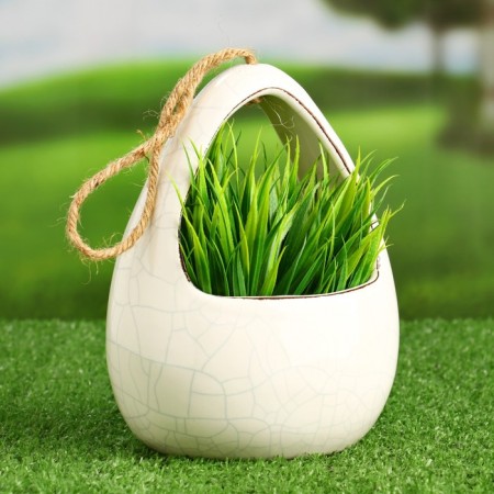 Kashpo suspended "Basket" white, 13x11x18cm