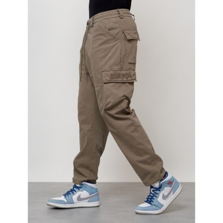 Cargo jeans male, size 52, beige color-5