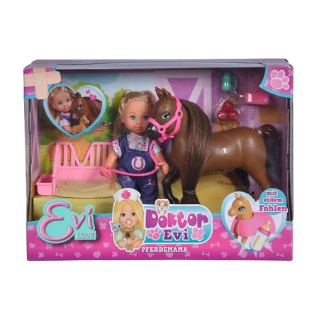 Doll "Evy" 12 cm, set with a pregnant horse-1