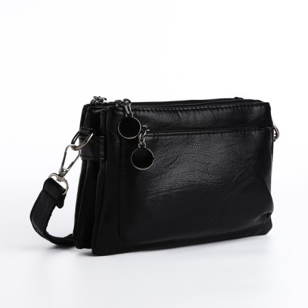 Bag Cross-Bodi with a zipper, black color-2