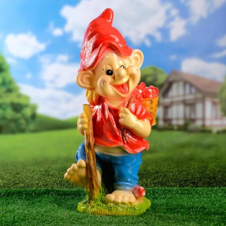 Garden figure "Dwarf with medium mushrooms", 55x24x21cm, mix