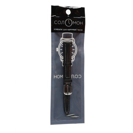 Solomon watch strap 12 mm, genuine leather, L-20 cm, black-6