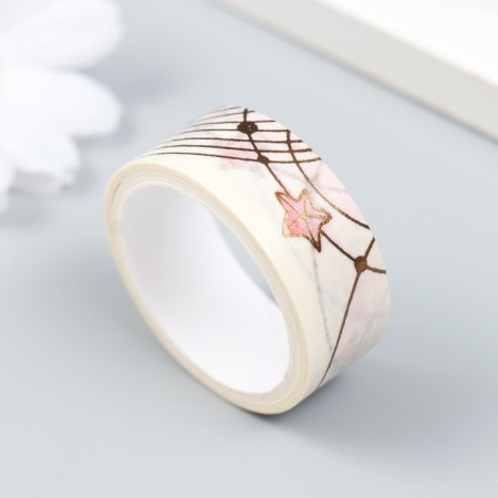 Adhesive tape paper "Star arc and little things" set 2 pcs width 1.5 cm winding 2 m-2