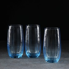 Set of glass glasses Linka, 500 ml, 3 pcs, turquoise color