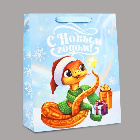Package Gift New Year Laminated "Snake 2025", M 26 x 30 x 9 cm, New Year-1