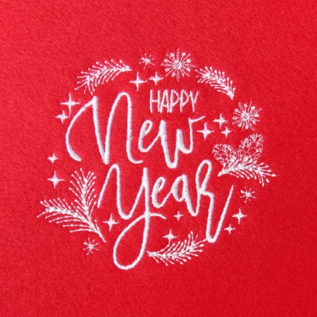 Plaid Ethel "Happy New Year" 150*130cm, col. red, pl. 160 g/m2, 100% p/e-2