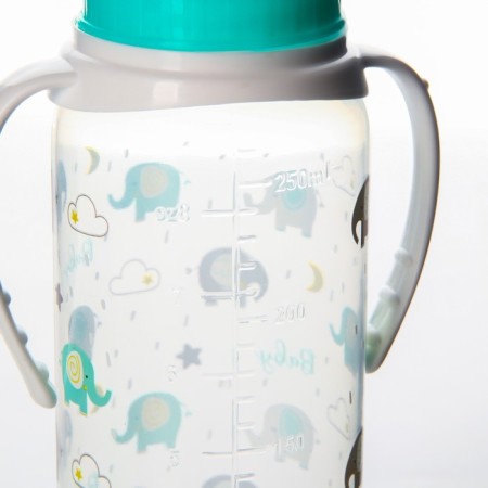 Baby feeding bottle, classic throat, 0 months, 250 ml., Cylinder, with handles-4