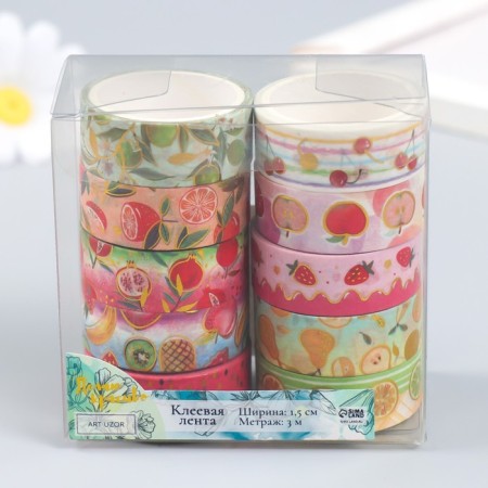 Adhesive tape paper "Fruit freshness" Nr 10 pcs width-1.5cm dl.-3m 4.3x8.2x8 cm-4