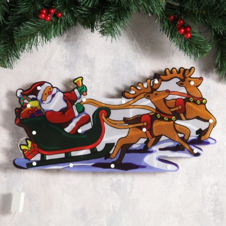 LED figure "Santa Claus in a sleigh" 45 × 24 cm, plastic, 220 V, glow of multi (RG/RB)-1