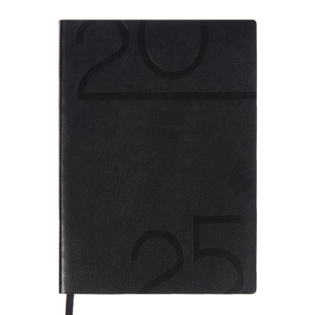 Dated 2025 diary, Escalada, A6+ 176 sheets, soft cover, artificial leather, pancake embossing, tinted block 70 g/m2, black
