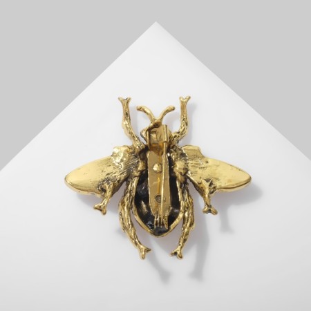 Brooch "Fly" classic, white-green color in black gold-1