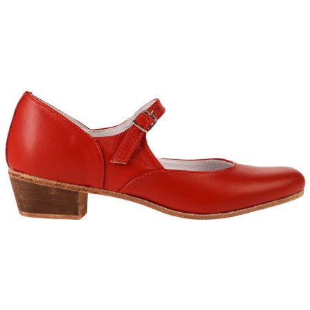 Folk women's shoes, insole length 21.5 cm, red color-1