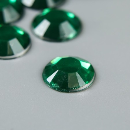 Decor for creativity plastic "Rhinestones Round. Bright green" set 36 pcs 1x1 cm-1