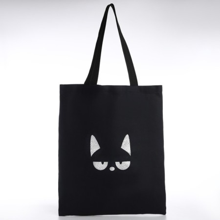 Bag Schoper "Cat", 35*0.5*40, print with sparkles, without lining, black-1