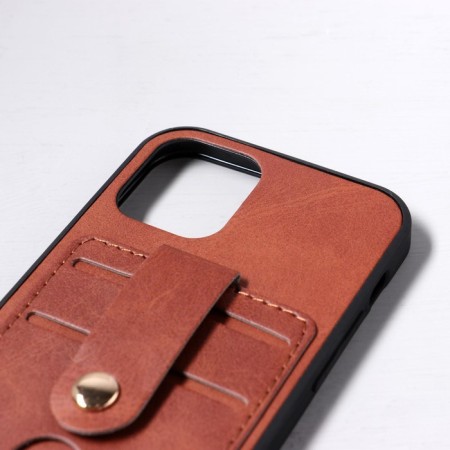 Luazon cover for iPhone 12/12 Pro, with compartments for cards, leatherette, brown-2