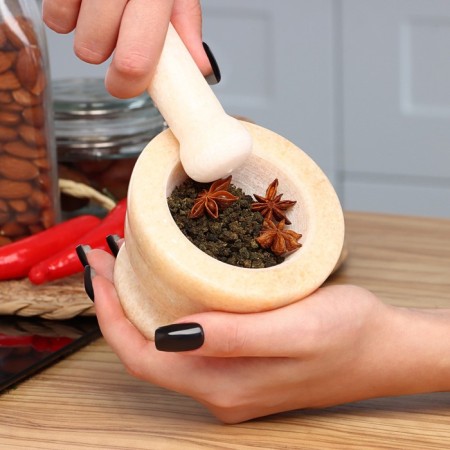 Stupa with a pestle large, 130 ml, 10cm, sand-6