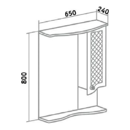 Mirror-chip "Milano 65" Right 24 x 65 x 80 cm-3