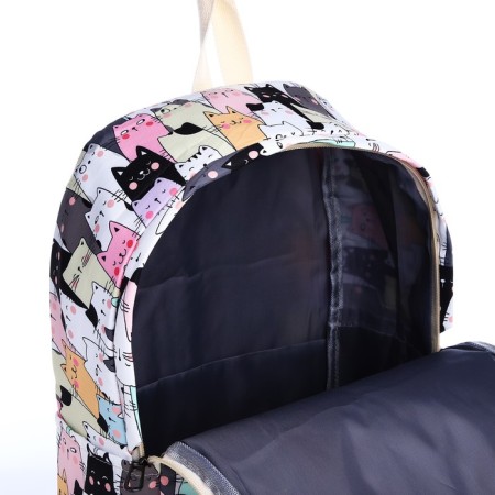 School backpack from textiles on a zipper, 3 pockets, pencil case, color colorful color-7