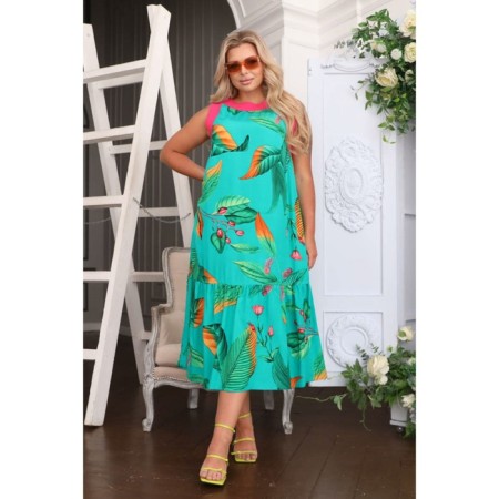 Sarafan female, size 52, turquoise color-4
