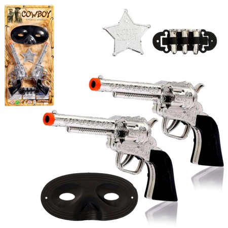 Cowboy set "Sheriff", 2 pistols, mask, badge