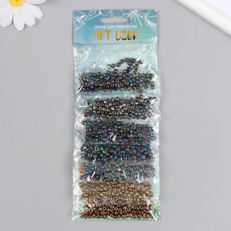 Round beads 6/0 "gasoline colors" 7 colors x 20 g 20x8 cm