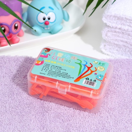 Dental threads for children, orange, set of 50 pcs.