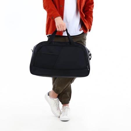 Road bag with lightning, 2 outer pockets, long belt, black color-5