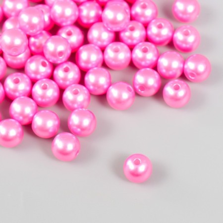 Set of beads "needlework" plastic, diameter 8 mm, 25 g, bright pink