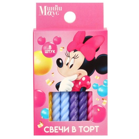 Set of candles for the cake "Happy Birthday", 8 pieces, Minnie Mouse-5