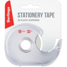 Adhesive tape stationery Berlingo 19mm x 33m transparent, in a plastic dispenser, euro suspension