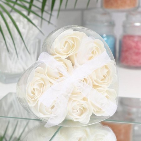 Soap roses, white, set of 9 pcs.