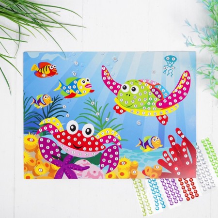 Application with round rhinestones "Sea inhabitants"