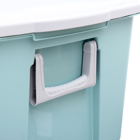 Box for toys on wheels, green color-3