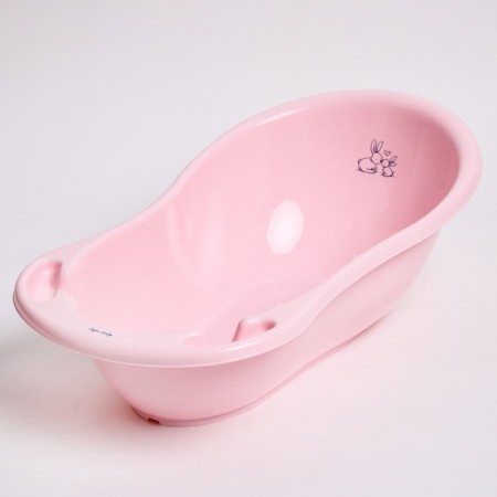 Bath children's "rabbits" with a drain, 86 cm, pink color