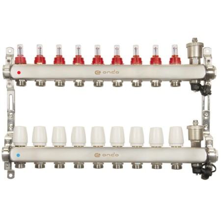 Collector Group ONDO, 1 "X3/4", 9 outputs, with consumables, stainless steel