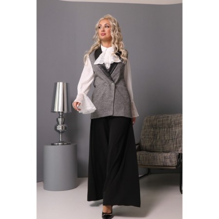 Women's vest, size 42, gray color, black-7