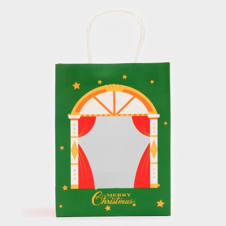 Gift package with the window "Theater" 19 x 26 x 13 cm, green-2