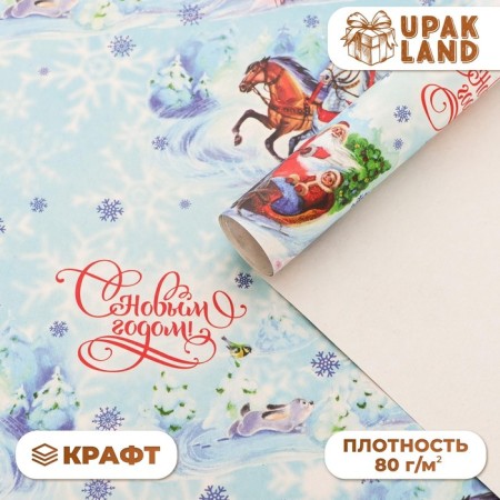 Paper packaging craft White "Troika", 70 x 100 cm, 1 sheet,