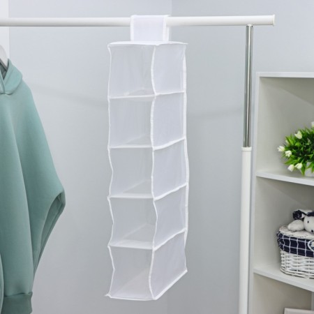 Steit Coffee Cofr, 5 departments, 70 × 15 × 15 cm, white color-2