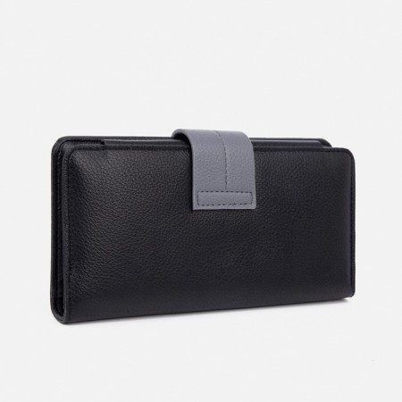 Women's wallet on the button, black color-1