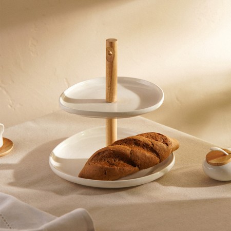 Floor - round fruit Sl Home "Trento", 2 tiers, porcelain, white color-1