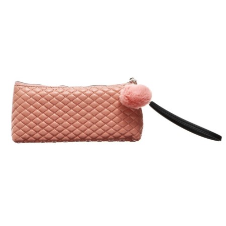 Penal is soft, 1 compartment, 80 x 210 x 35 mm, voluminous, Devente, Classic, fantle leather, with a handle, pink-2