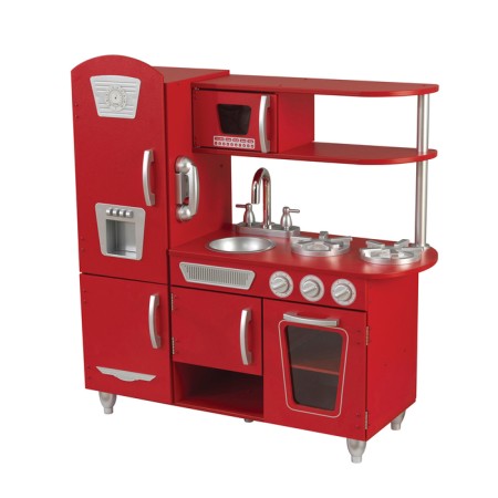 Toy kitchen made of wood "vintage", red color-1