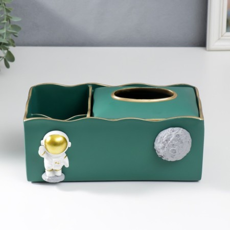 Stand+napkin Polystone "Cosmonaut" dark green 9.5x12x24 cm-1