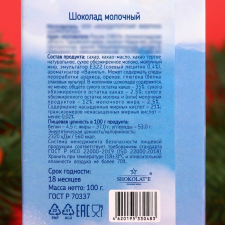 New Year. Milk chocolate "Winter bullfinks", 90 g-4