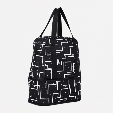 Lightning bag, external pocket, with an increase, black/white color-2