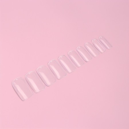Tips for nail extension, 500 pcs, shape soft square, 10 sizes, color transparent color-2